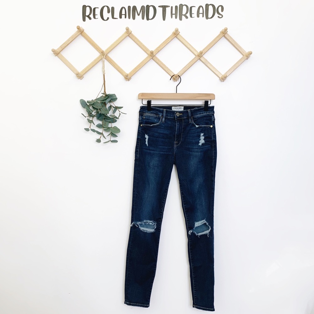 Frame denim distressed le high skinny jeans